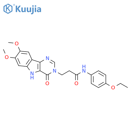 3-{7,8-dimethoxy-4-oxo-3H,4H,5H-pyrimido[5,4-b]indol-3-yl}-N-(4-ethoxyphenyl)propanamide structure