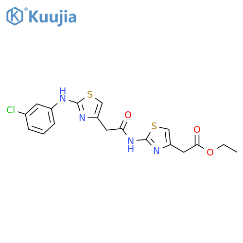 ethyl 2-[2-(2-{2-[(3-chlorophenyl)amino]-1,3-thiazol-4-yl}acetamido)-1,3-thiazol-4-yl]acetate structure
