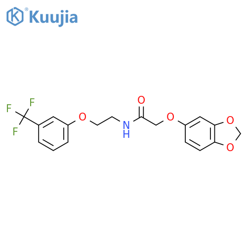 2-(benzo[d][1,3]dioxol-5-yloxy)-N-(2-(3-(trifluoromethyl)phenoxy)ethyl)acetamide structure