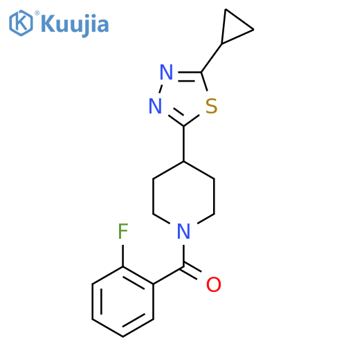 4-(5-cyclopropyl-1,3,4-thiadiazol-2-yl)-1-(2-fluorobenzoyl)piperidine structure