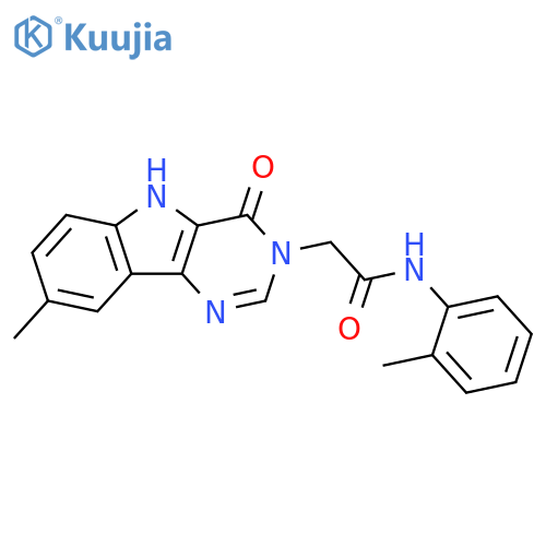 2-{8-methyl-4-oxo-3H,4H,5H-pyrimido[5,4-b]indol-3-yl}-N-(2-methylphenyl)acetamide structure