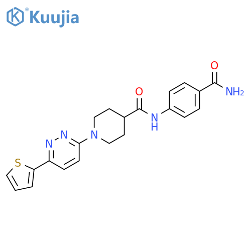 N-(4-carbamoylphenyl)-1-[6-(thiophen-2-yl)pyridazin-3-yl]piperidine-4-carboxamide structure
