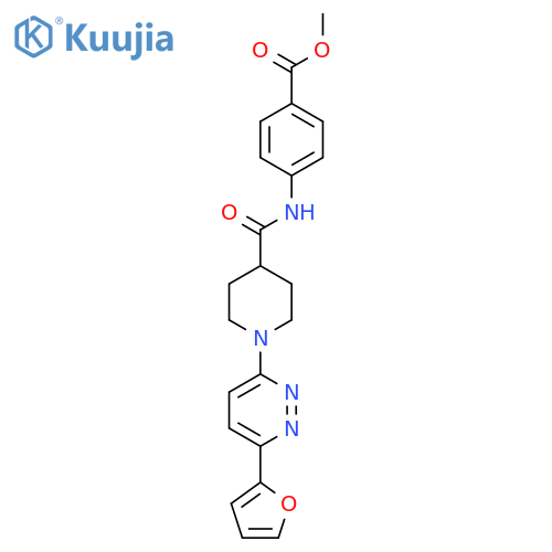 methyl 4-{1-6-(furan-2-yl)pyridazin-3-ylpiperidine-4-amido}benzoate structure