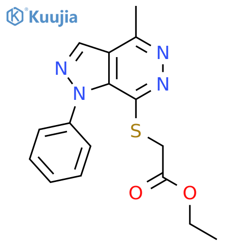 ethyl 2-({4-methyl-1-phenyl-1H-pyrazolo3,4-dpyridazin-7-yl}sulfanyl)acetate structure