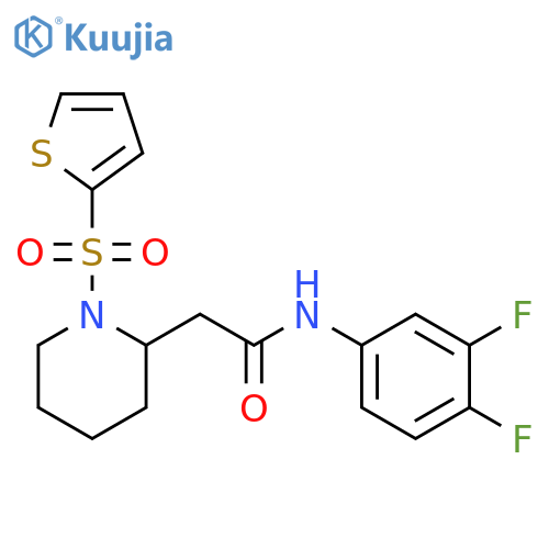 N-(3,4-difluorophenyl)-2-1-(thiophene-2-sulfonyl)piperidin-2-ylacetamide structure