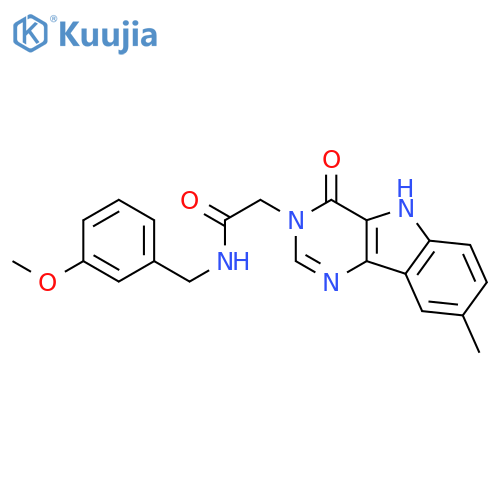 N-[(3-methoxyphenyl)methyl]-2-{8-methyl-4-oxo-3H,4H,5H-pyrimido[5,4-b]indol-3-yl}acetamide structure