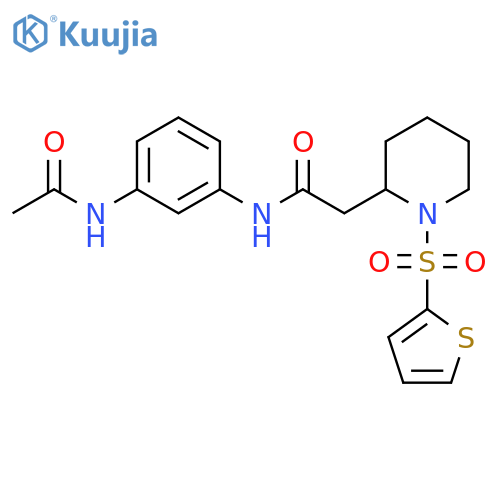 N-(3-acetamidophenyl)-2-[1-(thiophene-2-sulfonyl)piperidin-2-yl]acetamide structure