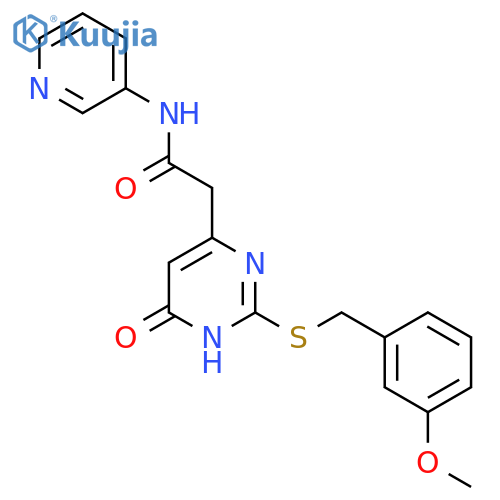 2-(2-{[(3-methoxyphenyl)methyl]sulfanyl}-6-oxo-1,6-dihydropyrimidin-4-yl)-N-(pyridin-3-yl)acetamide structure