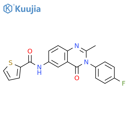 N-3-(4-fluorophenyl)-2-methyl-4-oxo-3,4-dihydroquinazolin-6-ylthiophene-2-carboxamide structure
