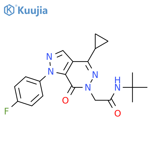 N-tert-butyl-2-4-cyclopropyl-1-(4-fluorophenyl)-7-oxo-1H,6H,7H-pyrazolo3,4-dpyridazin-6-ylacetamide structure