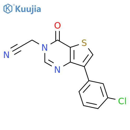 2-[7-(3-chlorophenyl)-4-oxo-3H,4H-thieno[3,2-d]pyrimidin-3-yl]acetonitrile structure
