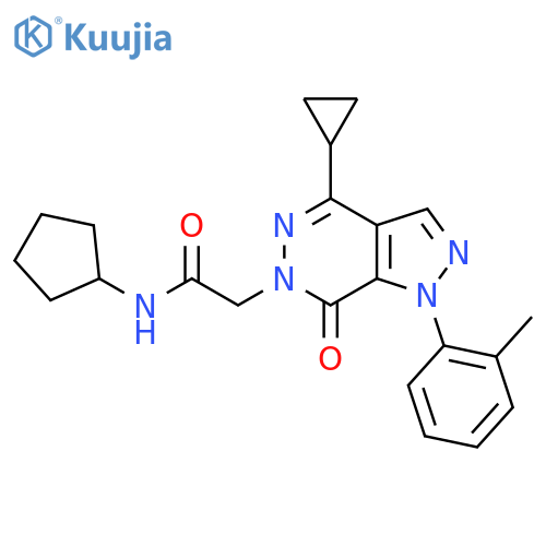 N-cyclopentyl-2-4-cyclopropyl-1-(2-methylphenyl)-7-oxo-1H,6H,7H-pyrazolo3,4-dpyridazin-6-ylacetamide structure