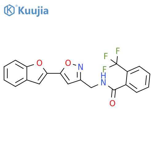 N-{5-(1-benzofuran-2-yl)-1,2-oxazol-3-ylmethyl}-2-(trifluoromethyl)benzamide structure