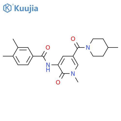 3,4-dimethyl-N-[1-methyl-5-(4-methylpiperidine-1-carbonyl)-2-oxo-1,2-dihydropyridin-3-yl]benzamide structure