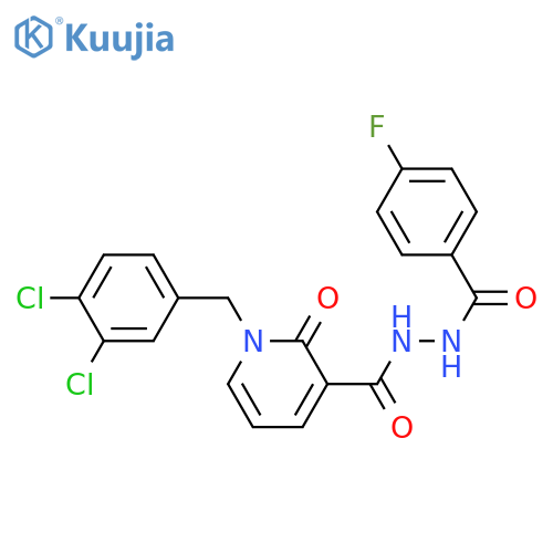 N'-{1-[(3,4-dichlorophenyl)methyl]-2-oxo-1,2-dihydropyridine-3-carbonyl}-4-fluorobenzohydrazide structure