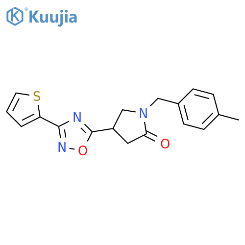 1-[(4-methylphenyl)methyl]-4-[3-(thiophen-2-yl)-1,2,4-oxadiazol-5-yl]pyrrolidin-2-one structure