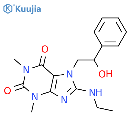 8-(ethylamino)-7-(2-hydroxy-2-phenylethyl)-1,3-dimethyl-2,3,6,7-tetrahydro-1H-purine-2,6-dione structure