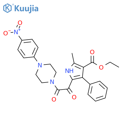 ethyl 2-methyl-5-{2-[4-(4-nitrophenyl)piperazin-1-yl]-2-oxoacetyl}-4-phenyl-1H-pyrrole-3-carboxylate structure