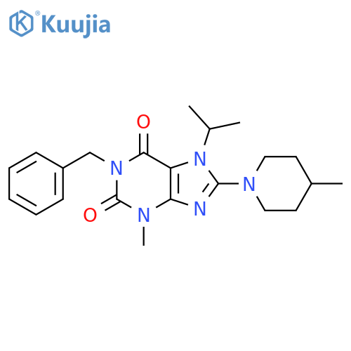 1-benzyl-3-methyl-8-(4-methylpiperidin-1-yl)-7-(propan-2-yl)-2,3,6,7-tetrahydro-1H-purine-2,6-dione structure