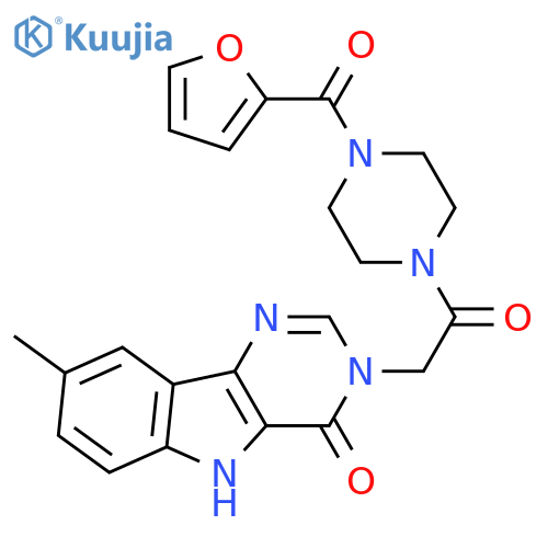 3-{2-[4-(furan-2-carbonyl)piperazin-1-yl]-2-oxoethyl}-8-methyl-3H,4H,5H-pyrimido[5,4-b]indol-4-one structure