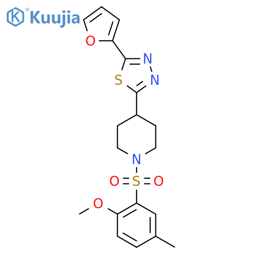 4-5-(furan-2-yl)-1,3,4-thiadiazol-2-yl-1-(2-methoxy-5-methylbenzenesulfonyl)piperidine structure