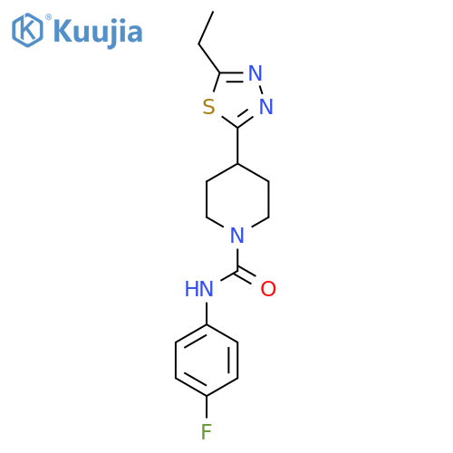 4-(5-ethyl-1,3,4-thiadiazol-2-yl)-N-(4-fluorophenyl)piperidine-1-carboxamide structure