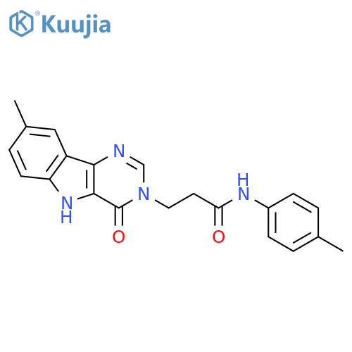 3-{8-methyl-4-oxo-3H,4H,5H-pyrimido[5,4-b]indol-3-yl}-N-(4-methylphenyl)propanamide structure