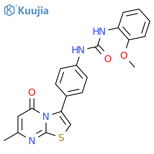 1-(2-methoxyphenyl)-3-(4-{7-methyl-5-oxo-5H-1,3thiazolo3,2-apyrimidin-3-yl}phenyl)urea structure