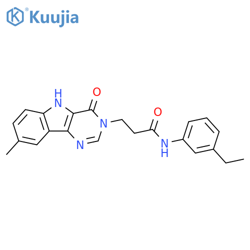 N-(3-ethylphenyl)-3-{8-methyl-4-oxo-3H,4H,5H-pyrimido[5,4-b]indol-3-yl}propanamide structure