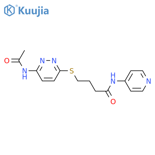 4-(6-acetamidopyridazin-3-yl)sulfanyl-N-(pyridin-4-yl)butanamide structure