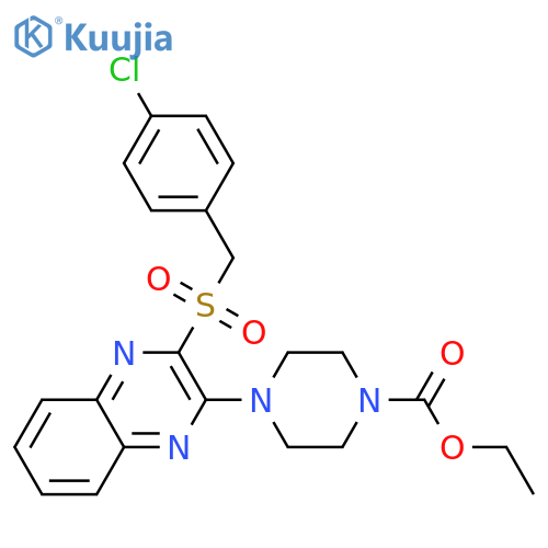 ethyl 4-{3-[(4-chlorophenyl)methanesulfonyl]quinoxalin-2-yl}piperazine-1-carboxylate structure