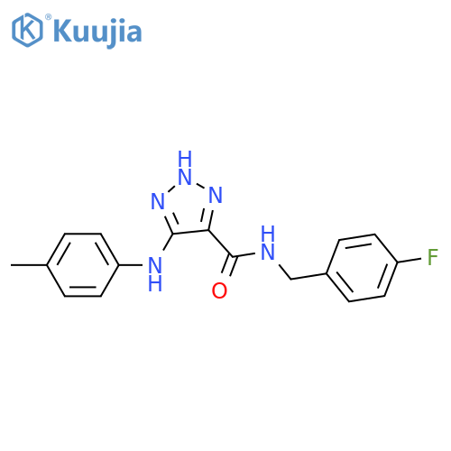 N-[(4-fluorophenyl)methyl]-5-[(4-methylphenyl)amino]-1H-1,2,3-triazole-4-carboxamide structure