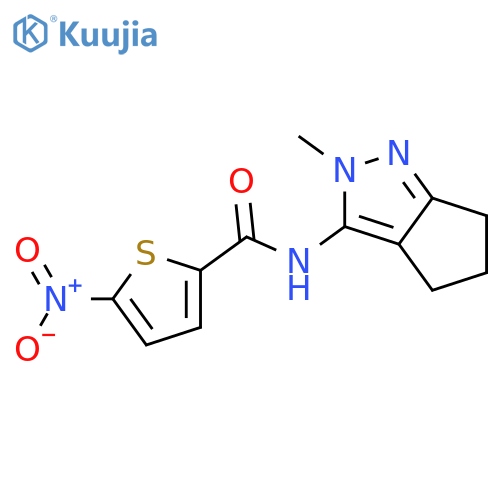 N-{2-methyl-2H,4H,5H,6H-cyclopenta[c]pyrazol-3-yl}-5-nitrothiophene-2-carboxamide structure