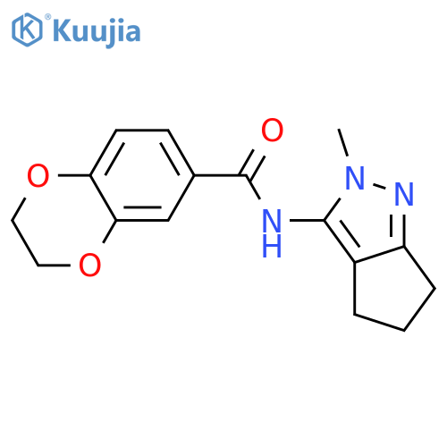 N-{2-methyl-2H,4H,5H,6H-cyclopenta[c]pyrazol-3-yl}-2,3-dihydro-1,4-benzodioxine-6-carboxamide structure