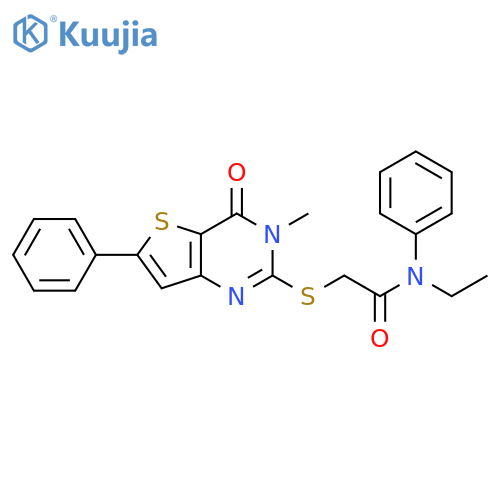 N-ethyl-2-({3-methyl-4-oxo-6-phenyl-3H,4H-thieno[3,2-d]pyrimidin-2-yl}sulfanyl)-N-phenylacetamide structure
