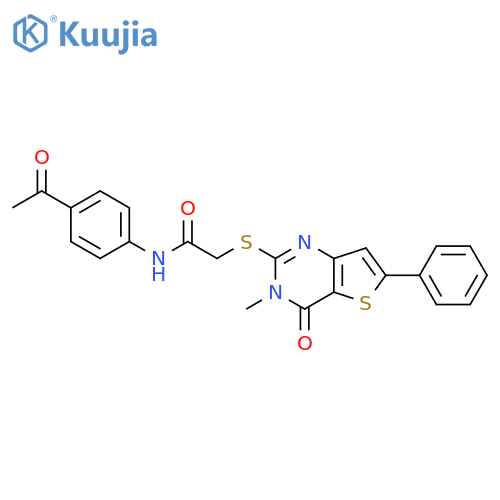N-(4-acetylphenyl)-2-({3-methyl-4-oxo-6-phenyl-3H,4H-thieno[3,2-d]pyrimidin-2-yl}sulfanyl)acetamide structure