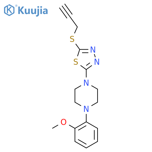1-(2-methoxyphenyl)-4-5-(prop-2-yn-1-ylsulfanyl)-1,3,4-thiadiazol-2-ylpiperazine structure