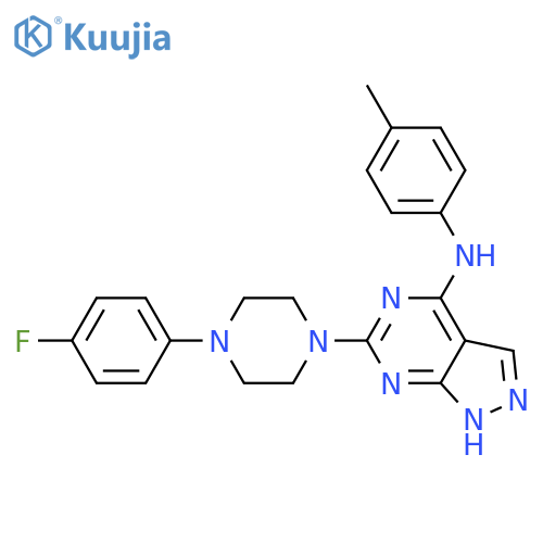 6-4-(4-fluorophenyl)piperazin-1-yl-N-(4-methylphenyl)-1H-pyrazolo3,4-dpyrimidin-4-amine structure