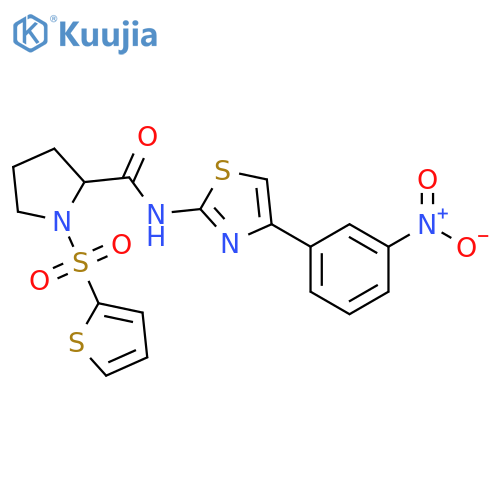 N-[4-(3-nitrophenyl)-1,3-thiazol-2-yl]-1-(thiophene-2-sulfonyl)pyrrolidine-2-carboxamide structure
