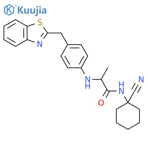 2-({4-[(1,3-benzothiazol-2-yl)methyl]phenyl}amino)-N-(1-cyanocyclohexyl)propanamide structure