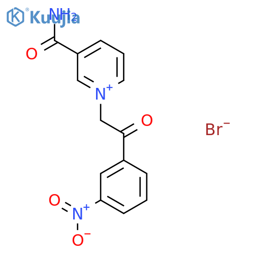 3-(Aminocarbonyl)-1-[2-(3-nitrophenyl)-2-oxoethyl]pyridinium structure