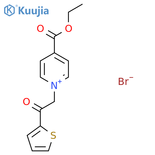 4-(ethoxycarbonyl)-1-[2-oxo-2-(thiophen-2-yl)ethyl]pyridin-1-ium bromide structure