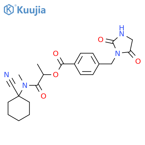 1-[(1-Cyanocyclohexyl)(methyl)carbamoyl]ethyl 4-[(2,5-dioxoimidazolidin-1-yl)methyl]benzoate structure