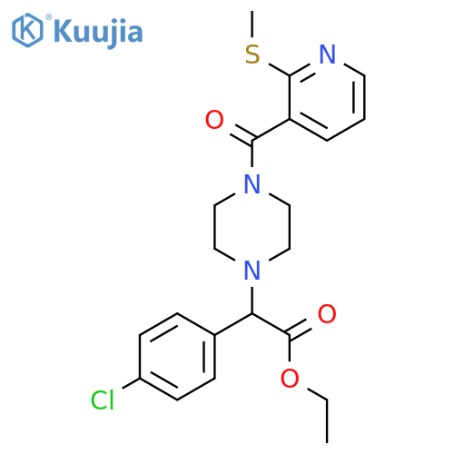 Ethyl 2-(4-chlorophenyl)-2-{4-[2-(methylsulfanyl)pyridine-3-carbonyl]piperazin-1-yl}acetate structure