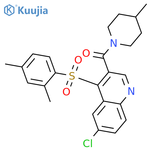 6-chloro-4-(2,4-dimethylbenzenesulfonyl)-3-(4-methylpiperidine-1-carbonyl)quinoline structure