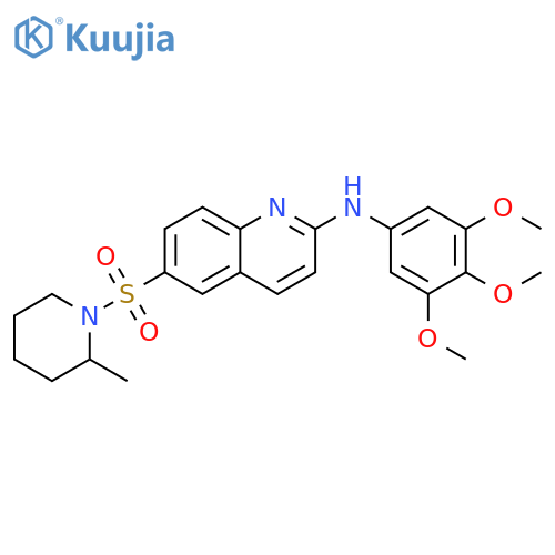 2-Quinolinamine, 6-[(2-methyl-1-piperidinyl)sulfonyl]-N-(3,4,5-trimethoxyphenyl)- structure