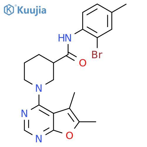 N-(2-bromo-4-methylphenyl)-1-{5,6-dimethylfuro[2,3-d]pyrimidin-4-yl}piperidine-3-carboxamide structure