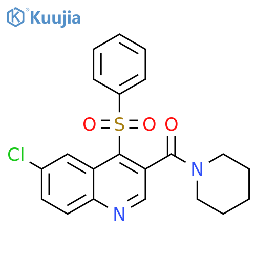 4-(benzenesulfonyl)-6-chloro-3-(piperidine-1-carbonyl)quinoline structure