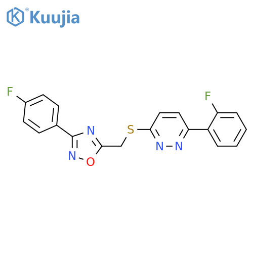 3-(2-fluorophenyl)-6-({[3-(4-fluorophenyl)-1,2,4-oxadiazol-5-yl]methyl}sulfanyl)pyridazine structure