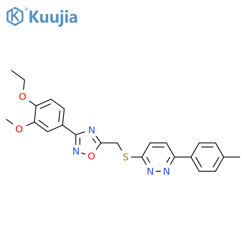 3-({[3-(4-ethoxy-3-methoxyphenyl)-1,2,4-oxadiazol-5-yl]methyl}sulfanyl)-6-(4-methylphenyl)pyridazine structure
